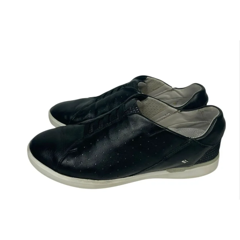 Kizik Black Leather Hands Free Slip On Shoes Sneaker Women 8.5 W ~ Wide Comfort